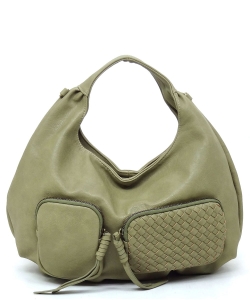 Fashion Woven Pocket Hobo Shoulder Bag CH017 OLIVE